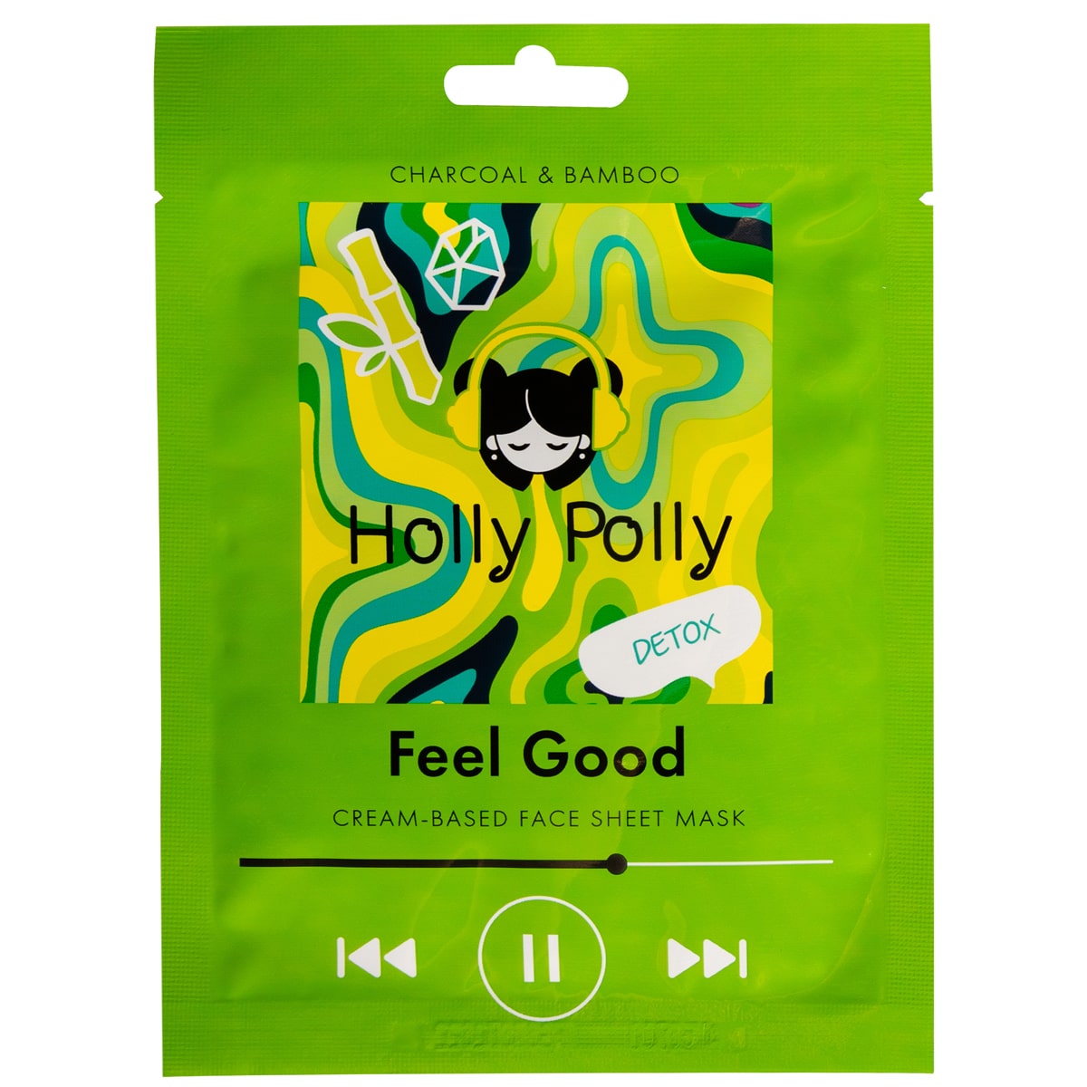Holly Polly Тканевая маска с углем и экстрактом бамбука Feel Good на кремовой основе, 22 г (Holly Polly, Music Collection)