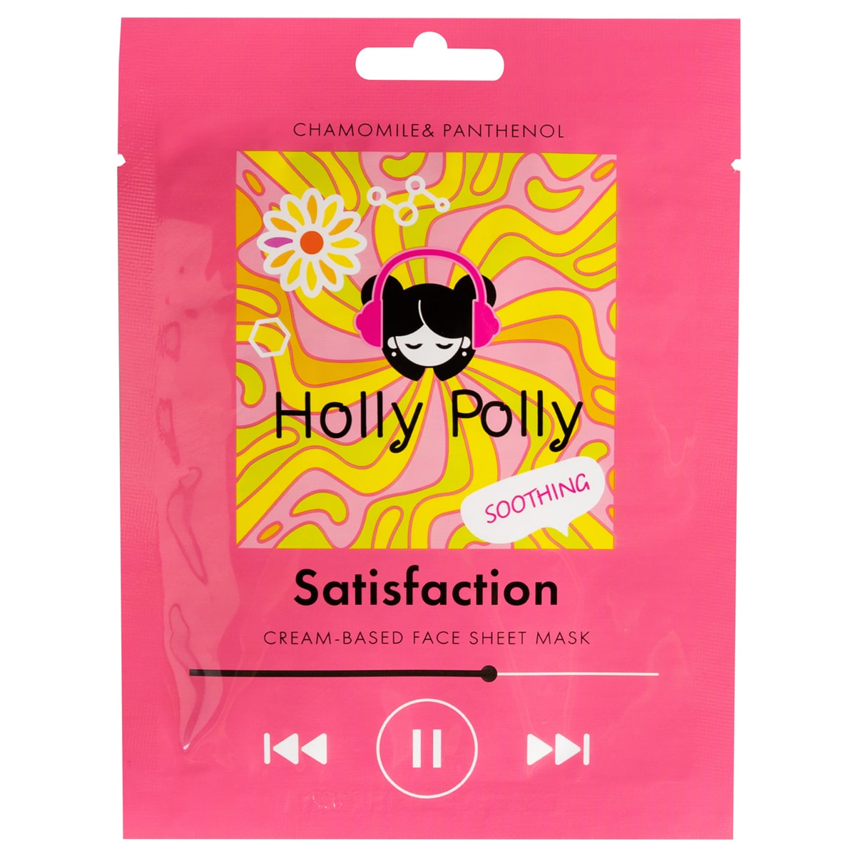 Holly Polly Успокаивающая тканевая маска с ромашкой и пантенолом Satisfaction на кремовой основе, 22 г (Holly Polly, Music Collection)