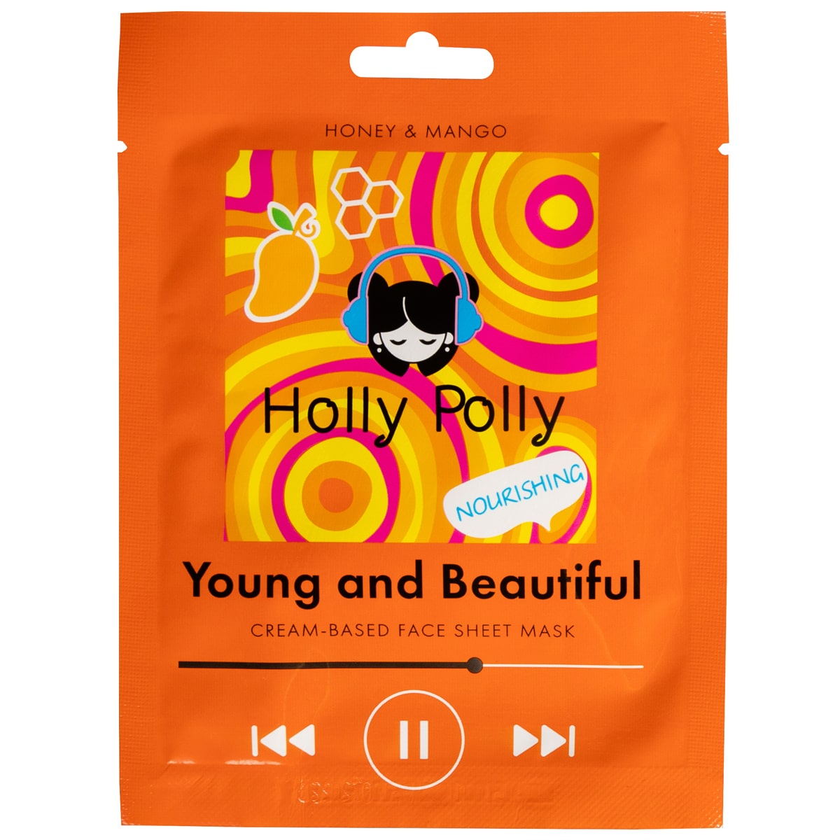 Holly Polly Питающая тканевая маска с медом и манго Young and Beautiful на кремовой основе, 22 г (Holly Polly, Music Collection)