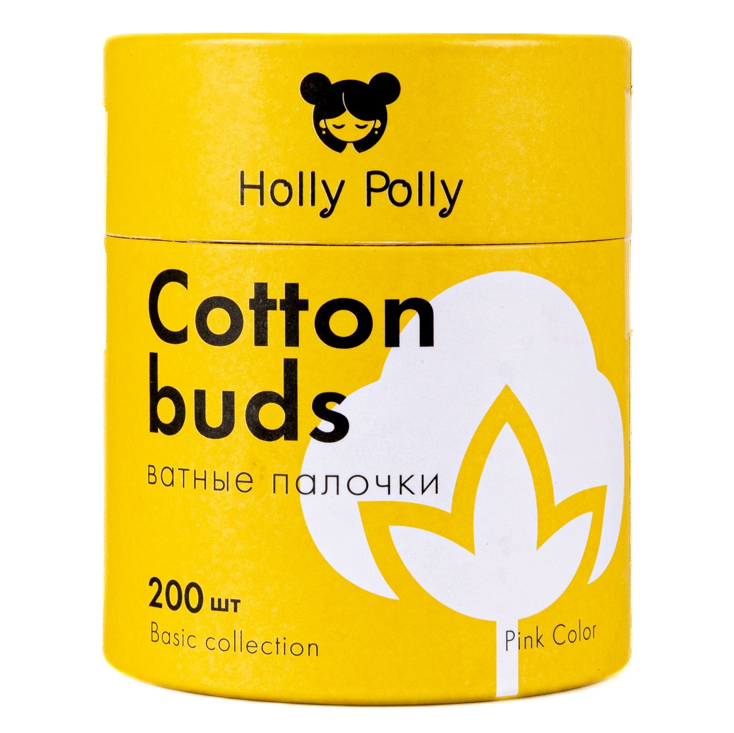 Holly Polly Косметические ватные палочки бамбуковые розовые, 200 шт (Holly Polly, Cotton Pads & Buds)