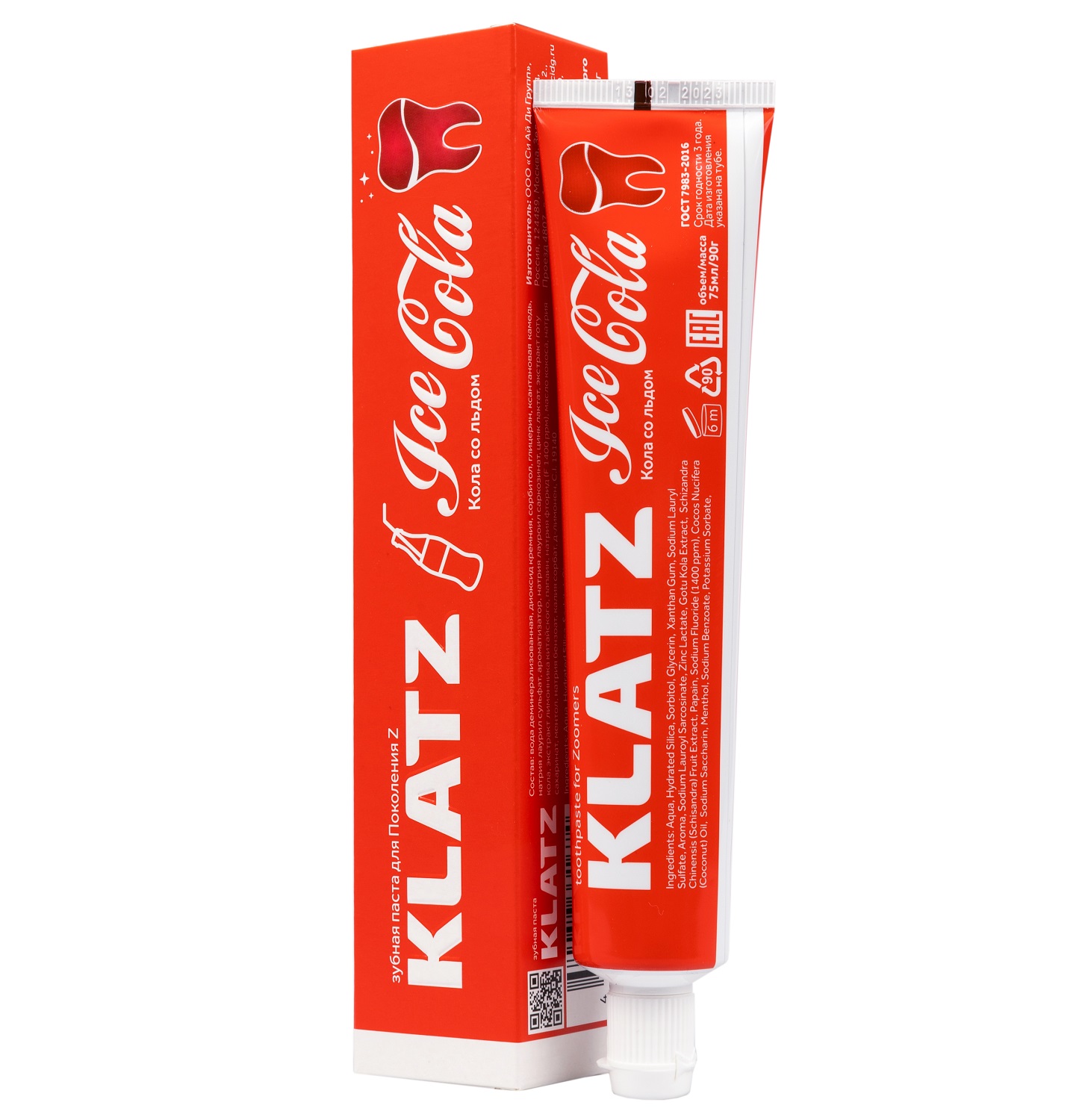 Klatz Зубная паста для поколения Z «Кола со льдом», 75 мл (Klatz, Zoomers) зубная паста 32 жемчужины кола лимон укрепление эмали детская 75г