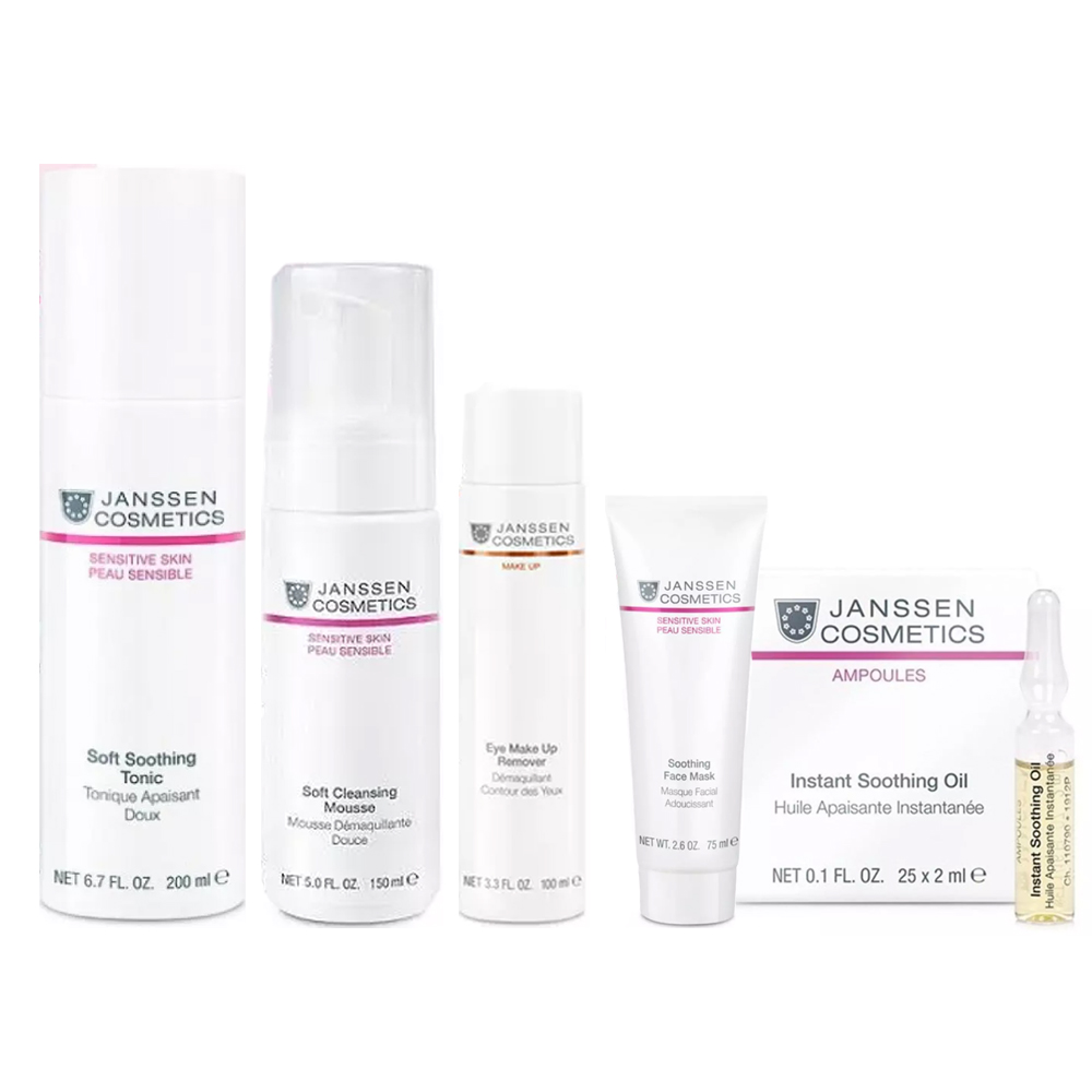 Janssen Cosmetics Набор Восстановление и защита для чувствительной и реактивной кожи: мусс 150 мл + тоник 200 мл + маска 75 мл + масло 2 мл х 7 шт + лосьон 100 мл (Janssen Cosmetics, Sensitive skin)