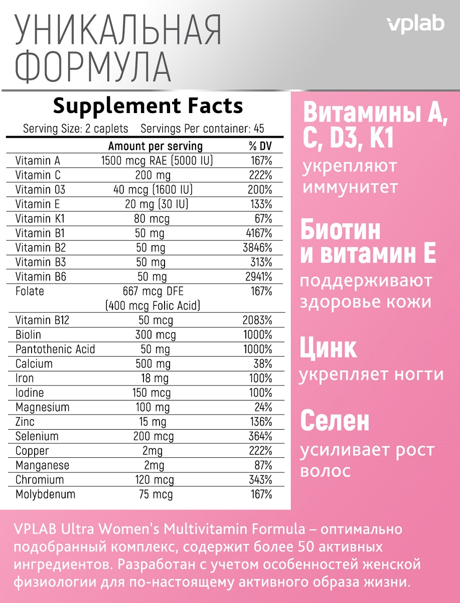 Vplab Ultra Women S Multivitamin Купить