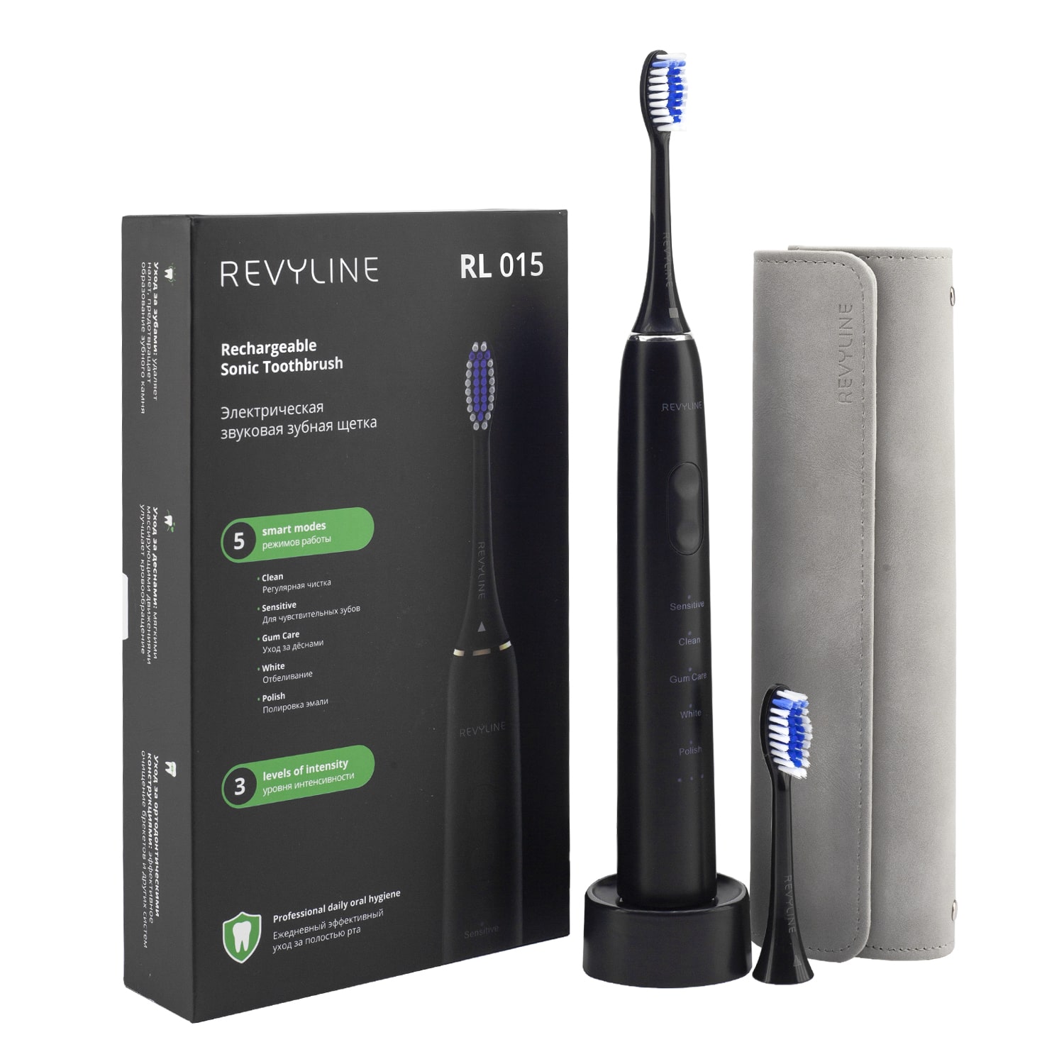 REVYLINE Электрическая звуковая зубная щетка RL 015, черная, 1 шт (REVYLINE, Электрические зубные щетки)