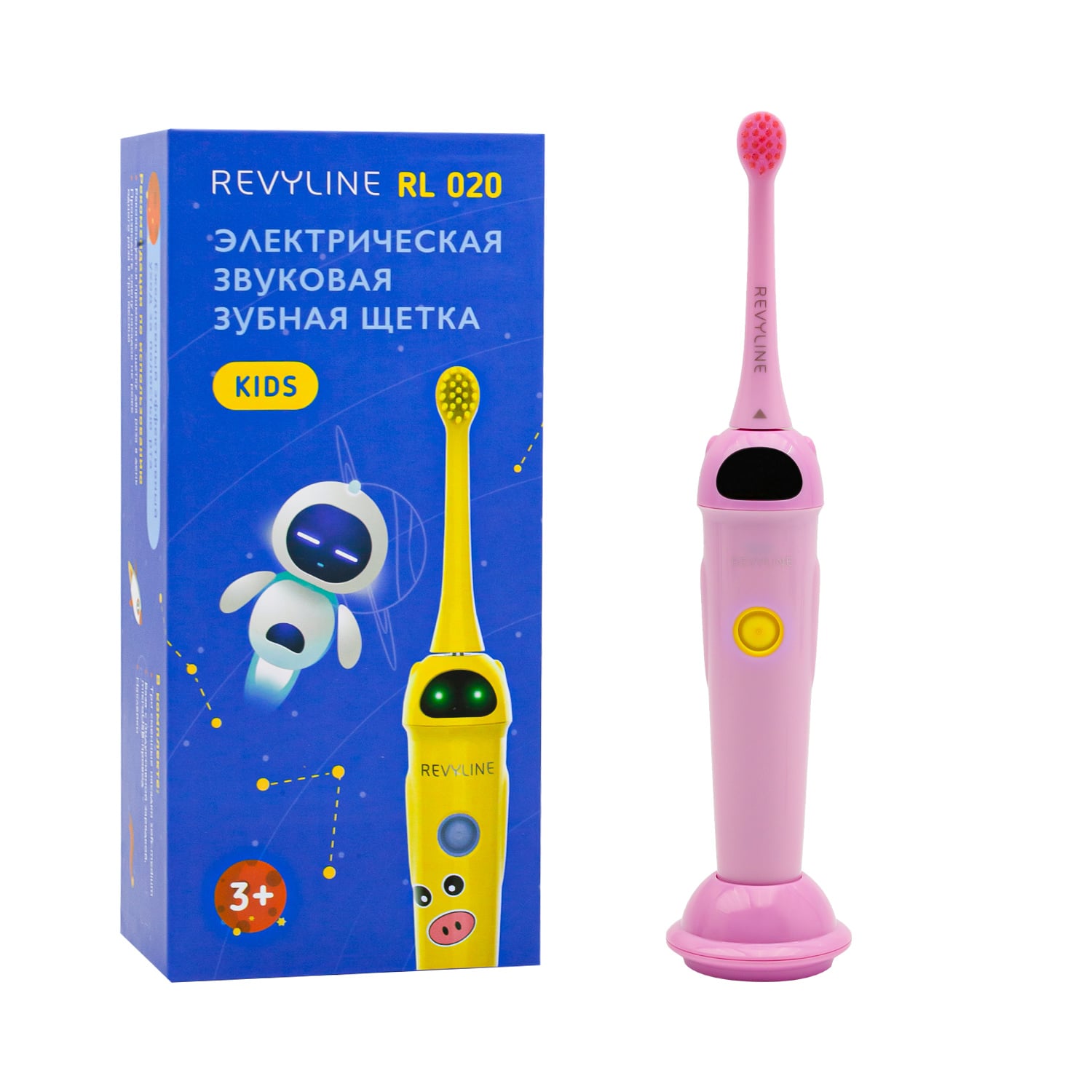 REVYLINE Детская электрическая звуковая зубная щетка RL 020 3+, розовая, 1 шт (REVYLINE, Электрические зубные щетки)