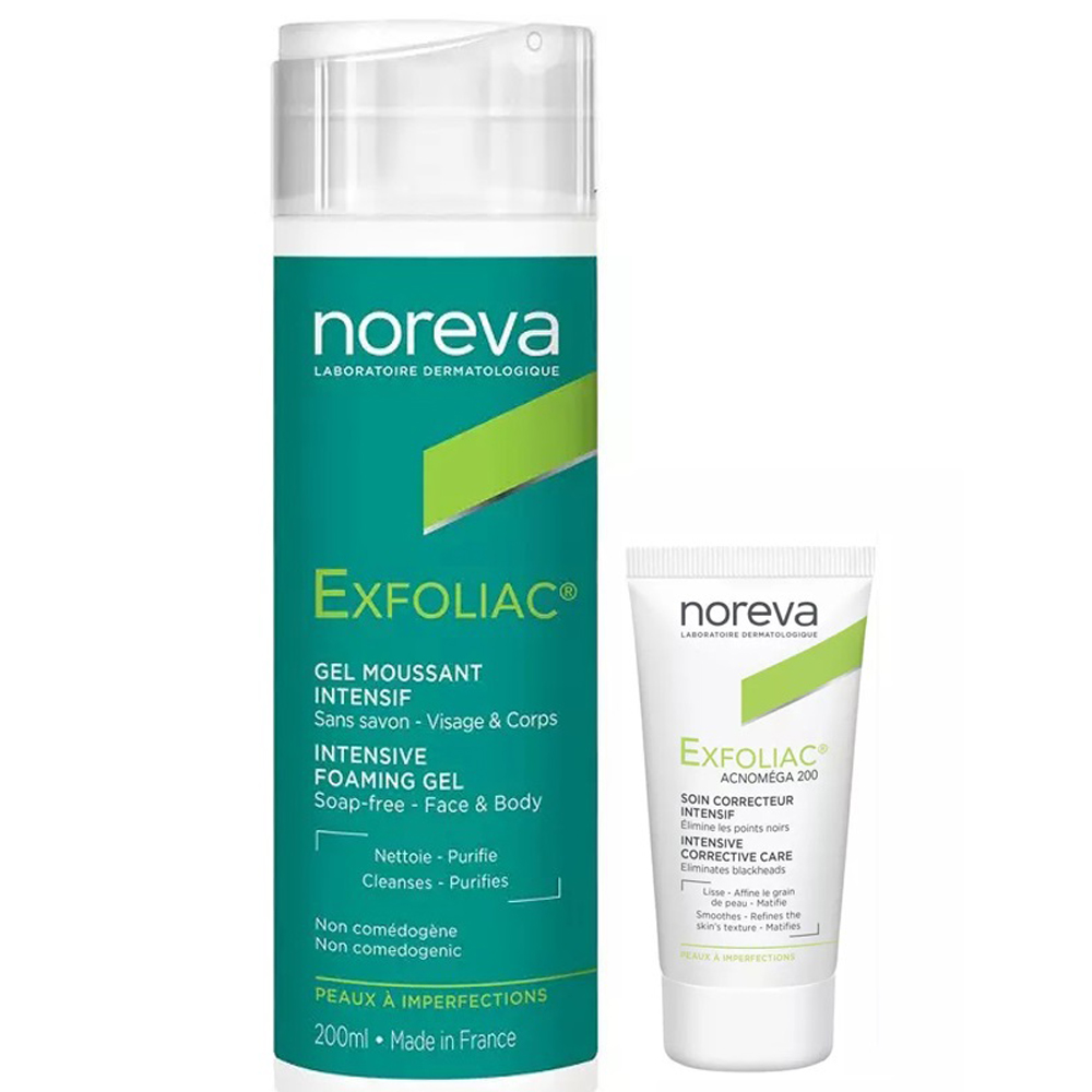 Noreva Набор для проблемной кожи: крем, 30 мл + гель, 200 мл (Noreva, Exfoliac)