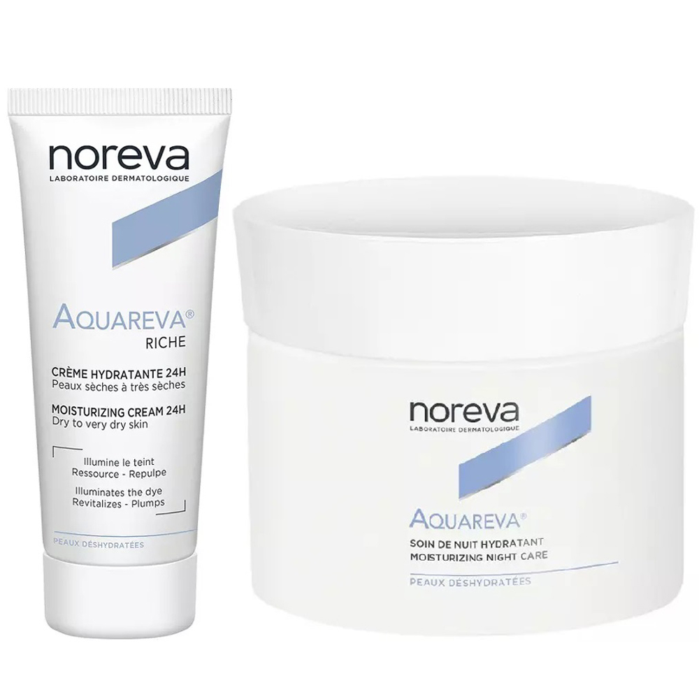 Noreva Набор для увлажнения кожи: крем с насыщенной текстурой, 40 мл + ночной крем, 50 мл (Noreva, Aquareva)