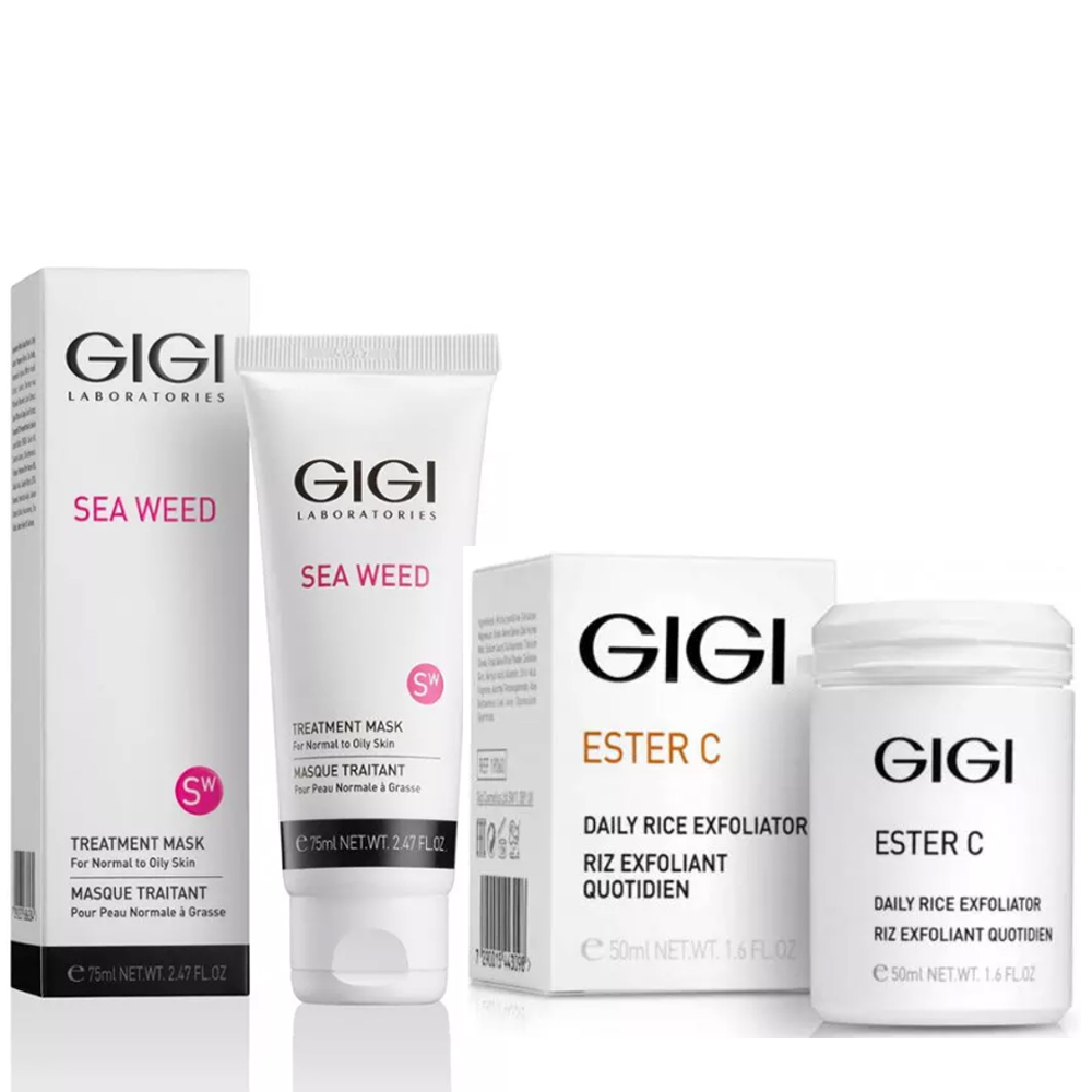 GiGi Набор для проблемной кожи: эксфолиант 50 мл + маска 75 мл (GiGi, Sea Weed) gigi маска sea weed treatment 75 мл