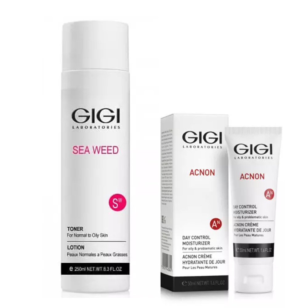 GiGi Набор Очищение и уход: тоник 250 мл + крем акнеконтроль 50 мл (GiGi, Sea Weed) крем для жирной кожи увлажняющий moisturizer for oily skin gigi джиджи 50мл
