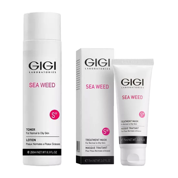 GiGi Набор для ухода за кожей лица: тоник 250 мл + маска лечебная 75 мл (GiGi, Sea Weed) gigi маска sea weed treatment 75 мл