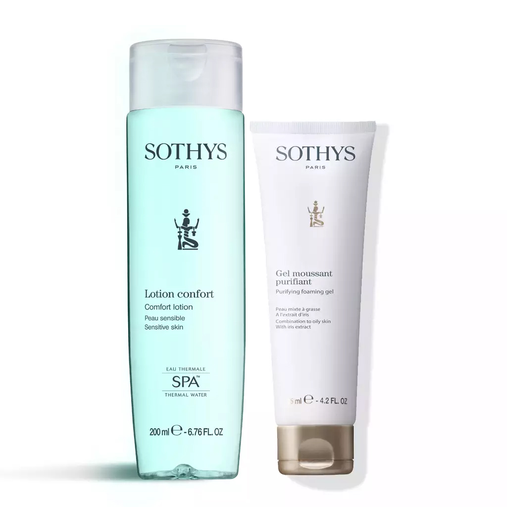 Sothys Набор для ежедневного ухода за чувствительной кожей: гель-мусс 125 мл + тоник 200 мл (Sothys, Cleansers & Lotions)