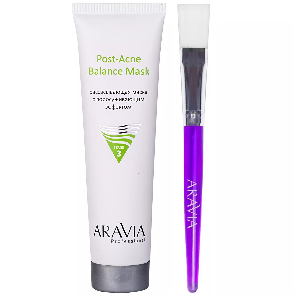 Aravia Professional Набор для проблемной и жирной кожи: маска, 100 мл + кисть для нанесения масок, 1 шт (Aravia Professional, Уход за лицом)