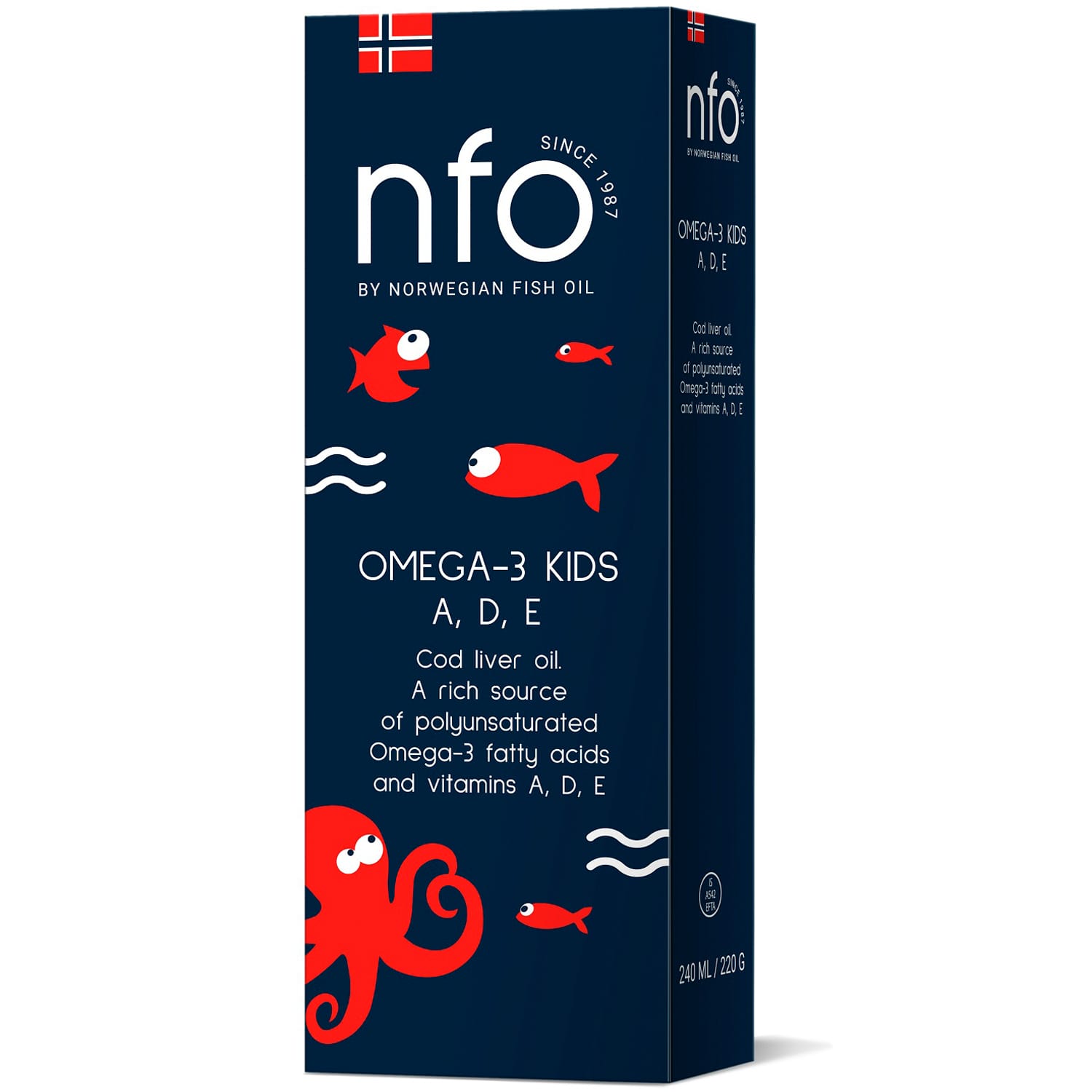 

Norwegian Fish Oil Комплекс «Омега-3 жир печени трески + витамины А, D,Е », 240 мл (Norwegian Fish Oil, Омега 3), Омега 3