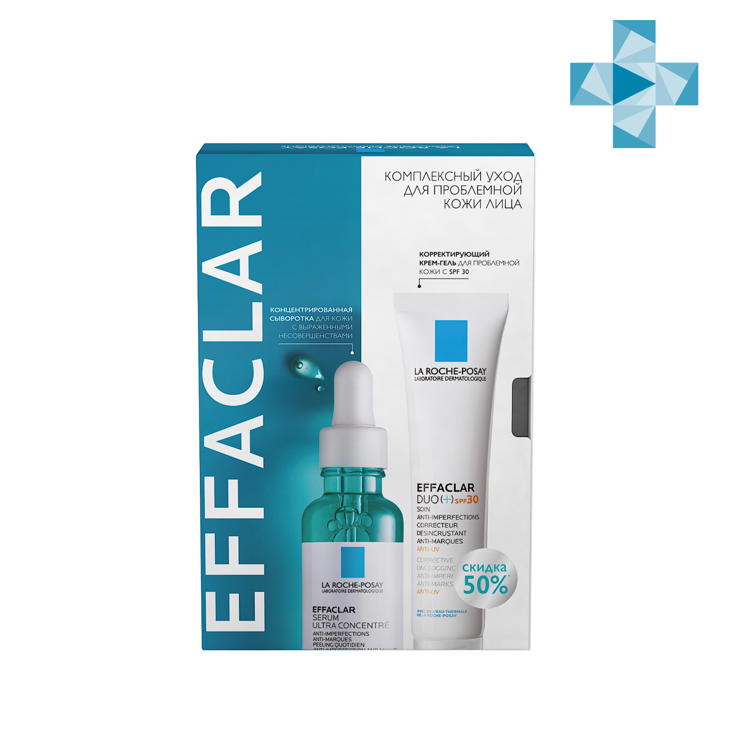 Ля Рош Позе Набор Effaclar: сыворотка, 30мл + крем-гель DUO(+) SPF 30, 40 мл (La Roche-Posay, Effaclar) фото 0