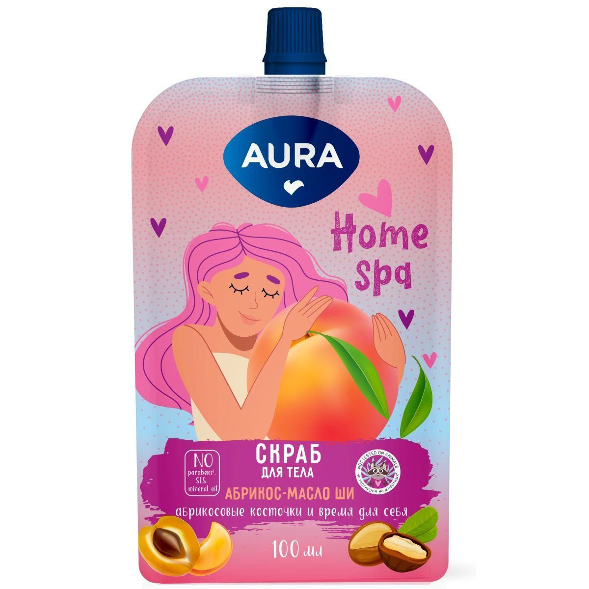 Aura Скраб для тела Абрикос и масло ши Home Spq, 100 мл (Aura, Beauty)