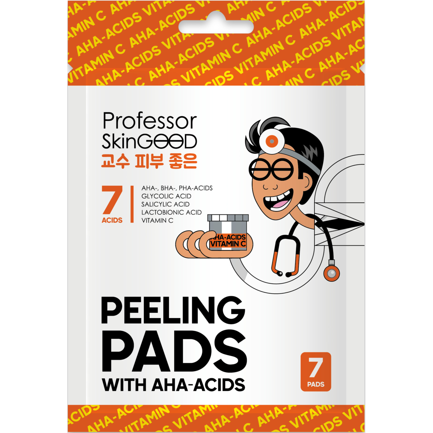 Professor SkinGOOD Очищающие диски с AHA-кислотами и витамином C Peeling Pads with Acids and Vitamin C, 7 шт (Professor SkinGOOD, Умывание и очищение)