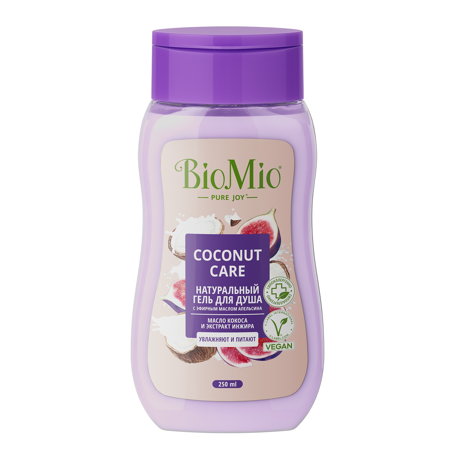 BioMio Гель для душа с экстрактом инжира и маслом кокоса Coconut Care для всей семьи 14+, 250 мл (BioMio, Для ванны и душа)