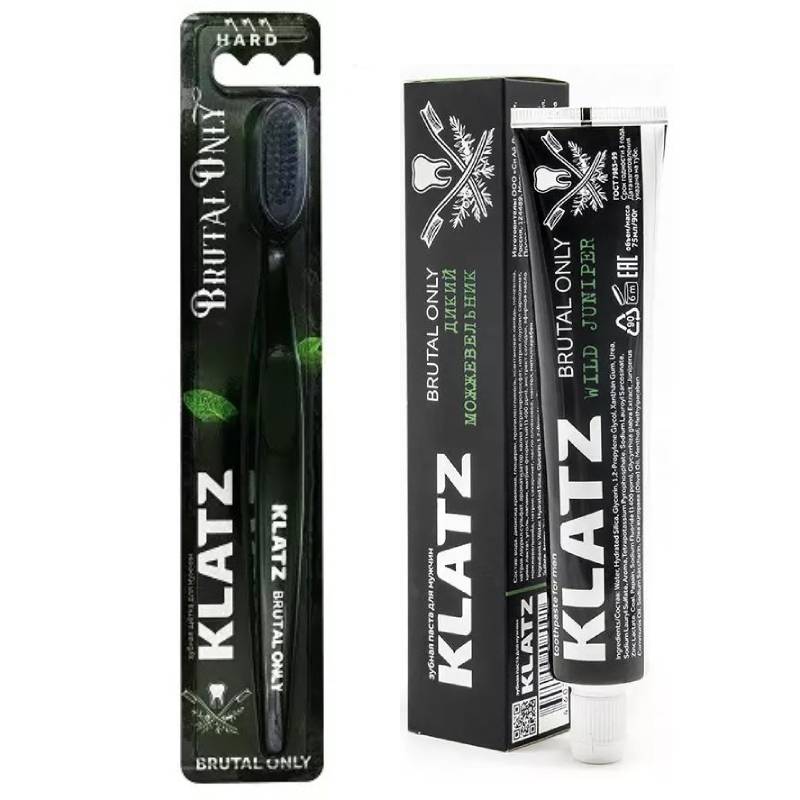 цена Klatz Набор для мужчин Brutal Only: зубная паста Дикий можжевельник 75 мл + зубная щетка (Klatz, Brutal only)