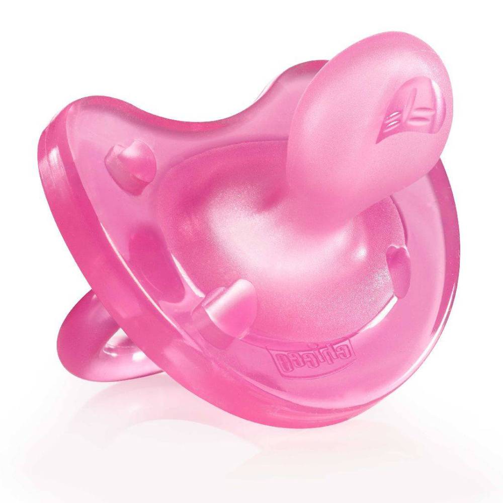 Chicco Пустышка силиконовая PhysioSoft 6 месяцев+, розовая (Chicco, Physio Soft)