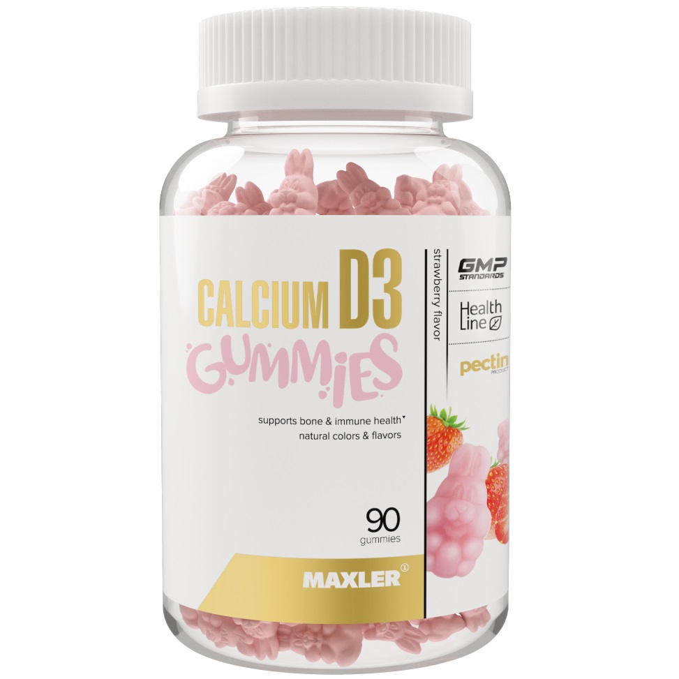 Макслер Комплекс Кальций D3 Gummies со вкусом клубники 4+, 90 мармеладок х 2000 мг (Maxler, ) фото 0