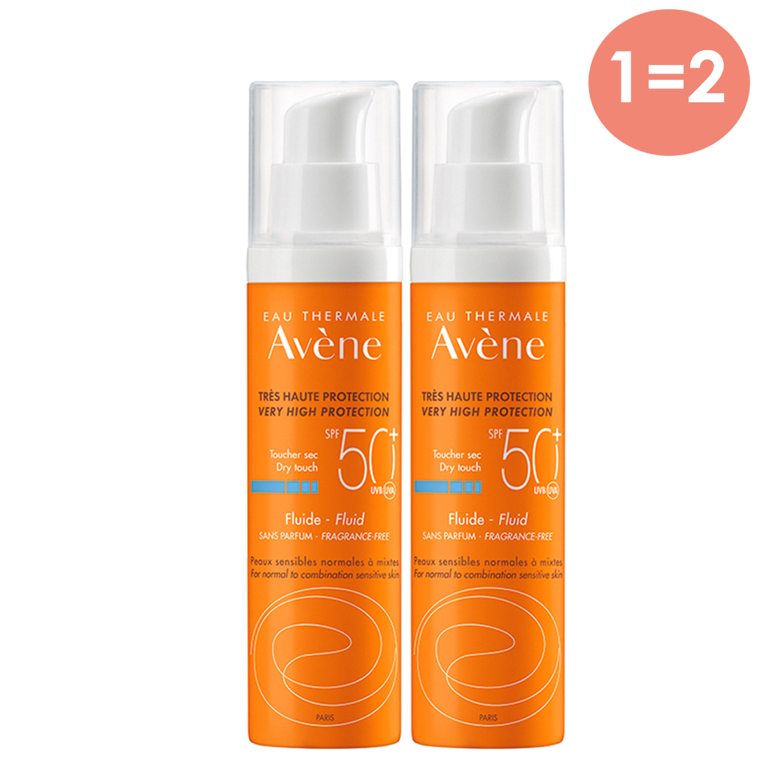 Авен Солнцезащитный флюид SPF 50 без отдушек, 50 мл х 2 шт. (Avene, Suncare) фото 0