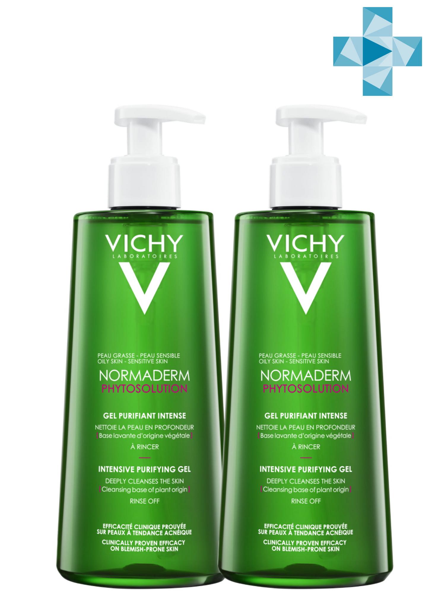 цена Vichy Комплект Нормадерм Фитосолюшн Очищающий гель для умывания, 2 шт. по 400 мл (Vichy, Normaderm)