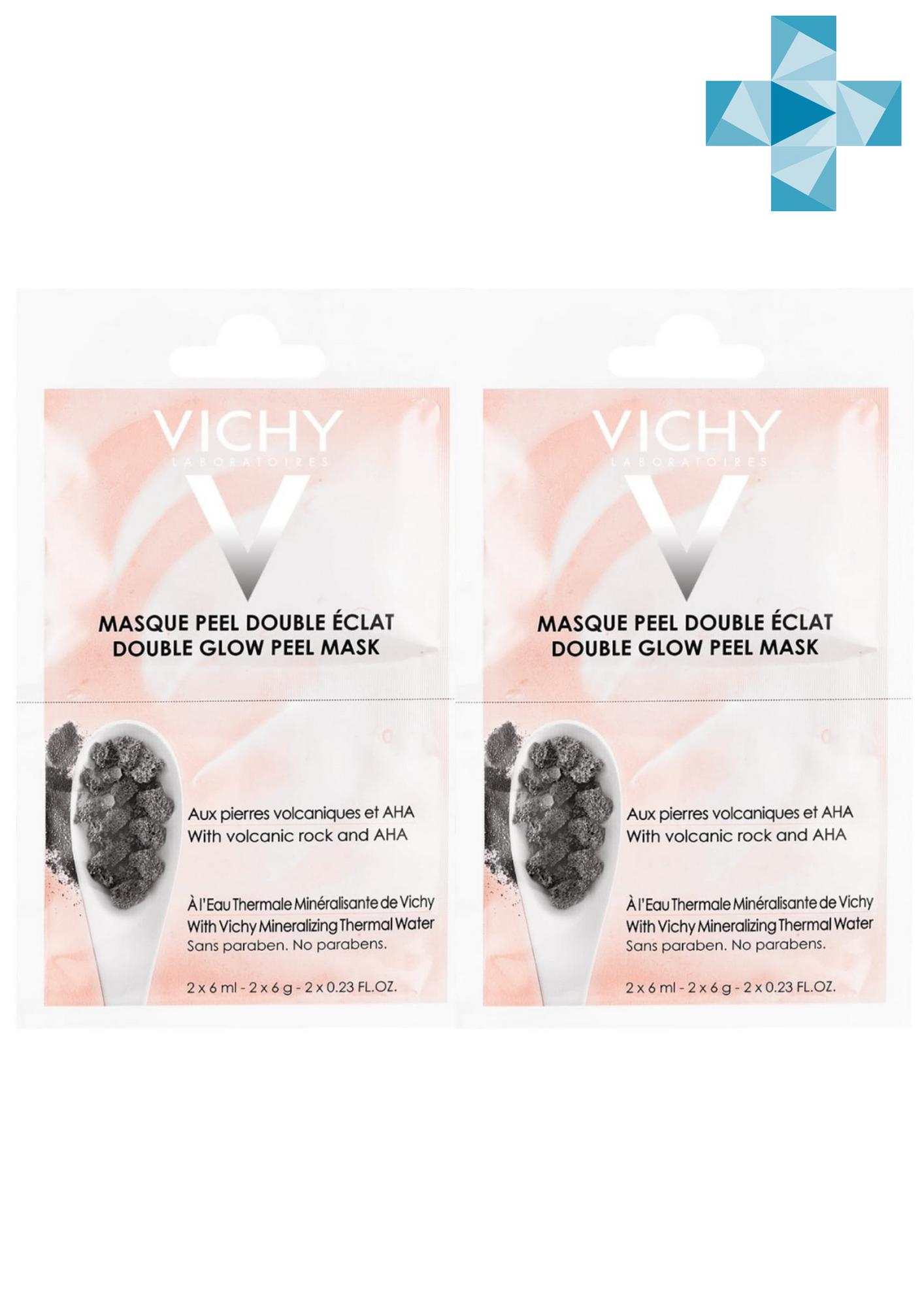 Vichy Комплект Минеральная маска-пилинг Двойное сияние саше 2х6 мл (Комплект из 2 штук) (Vichy, Masque) цена и фото