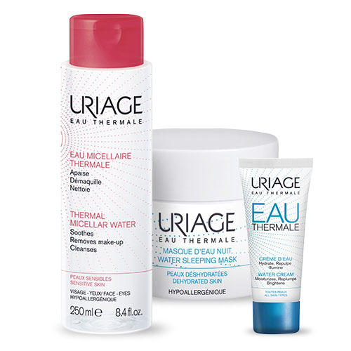 цена Uriage Набор (легкий увлажняющий крем 40 мл + ночная маска 50 мл + мицеллярная вода 250 мл) (Uriage, Eau thermale)