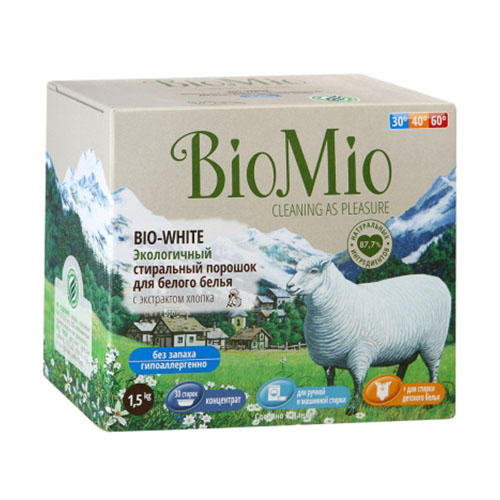 BioMio Стиральный порошок для белого белья, 1500 г (BioMio, Стирка)