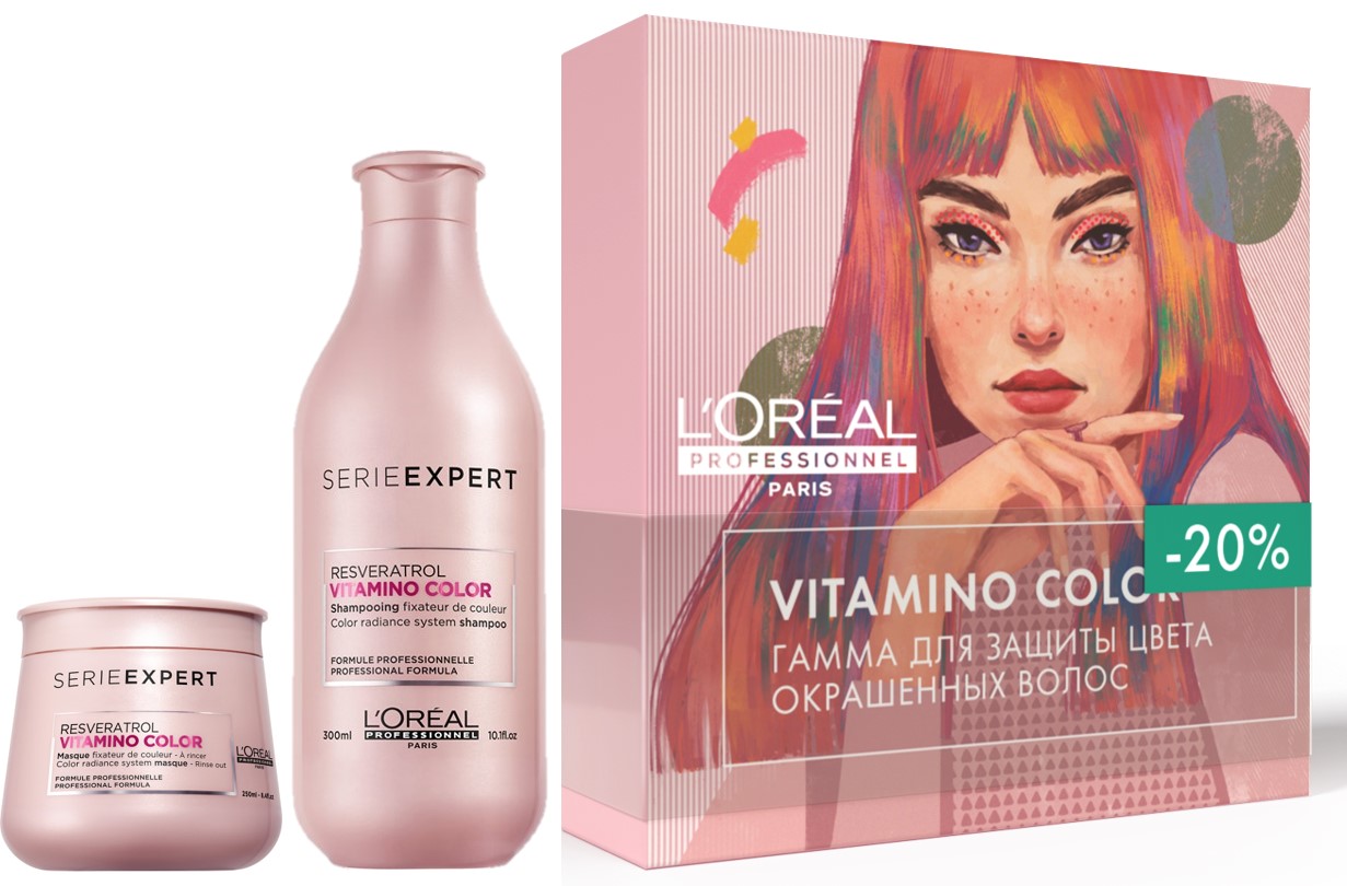 

Loreal Professionnel Набор Vitamino Color: Шампунь для окрашенных волос, 300 мл + Маска для окрашенных волос, 250 мл (Loreal Professionnel, Serie Expert), Serie Expert