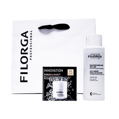 Filorga Набор «Очищение»: мицеллярный раствор Анти-Аж 400 мл + отшелушивающая оксигенирующая маска 55 мл (Filorga, Очищающие средства) filorga отшелушивающая оксигенирующая маска scrub