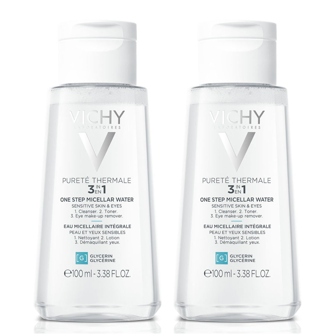 цена Vichy Мицеллярная вода универсальная для чувствительной кожи лица и вокруг глаз, 2 х 100 мл (Vichy, Purete Thermal)