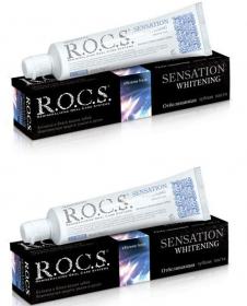 R.O.C.S. Комплект Зубная паста Сенсационное отбеливание 2х74 гр.. фото
