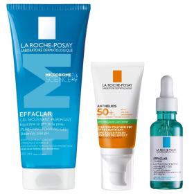 La Roche-Posay Набор для жирной проблемной кожи с защитой от солнца очищающий пенящийся гель 200 мл  ультра-концентрированная сыворотка 30 мл   солнцезащитный матирующий гель-крем 50 мл. фото