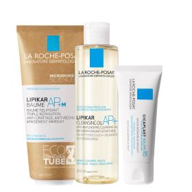 La Roche-Posay Набор для сухой и склонной к атопии кожи младенцев, детей и взрослых липидовосполняющий бальзам 200 мл  смягчающее масло 200 мл  мультивосстанавливающий успокаивающий бальзам B5 40 мл. фото