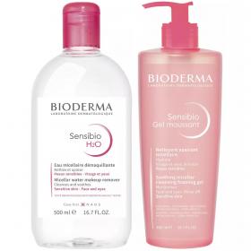 Bioderma Набор для очищения чувствительной кожи гель, 500 мл  мицеллярная вода, 500 мл. фото
