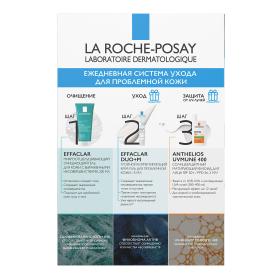 La Roche-Posay Набор для жирной и проблемной кожи микроотшелушивающий гель 200 мл  крем Duo M 15 мл  солнцезащитный тонирующий флюид 3 мл. фото