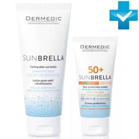 Dermedic Набор для чувствительной кожи солнцезащитный крем SPF50 50 мл  бальзам после загара 200 г. фото