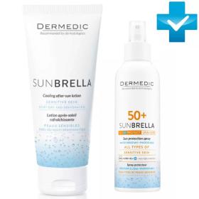 Dermedic Набор для всей семьи солнцезащитное молочко SPF50 150 мл  бальзам после загара 200 г. фото