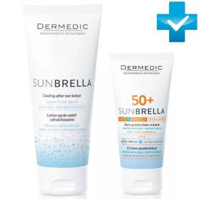 Dermedic Набор для сухой кожи солнцезащитный крем SPF50 50 г  бальзам после загара 200 г. фото