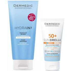 Dermedic Набор Защита и очищение для сухой кожи солнцезащитный крем SPF50 50 г  гель-крем для умывания 200 мл. фото