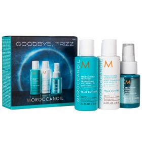 Moroccanoil Набор для непослушных волос Goodbye Frizz шампунь 70 мл кондиц 70 мл спрей-защита 50 мл. фото