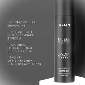 Ollin Professional Лак для волос ультрасильной фиксации без отдушки, 75 мл. фото