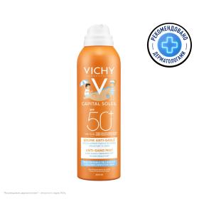 Vichy Детский солнцезащитный спрей-вуаль анти-песок для лица и тела SPF 50, 200 мл. фото