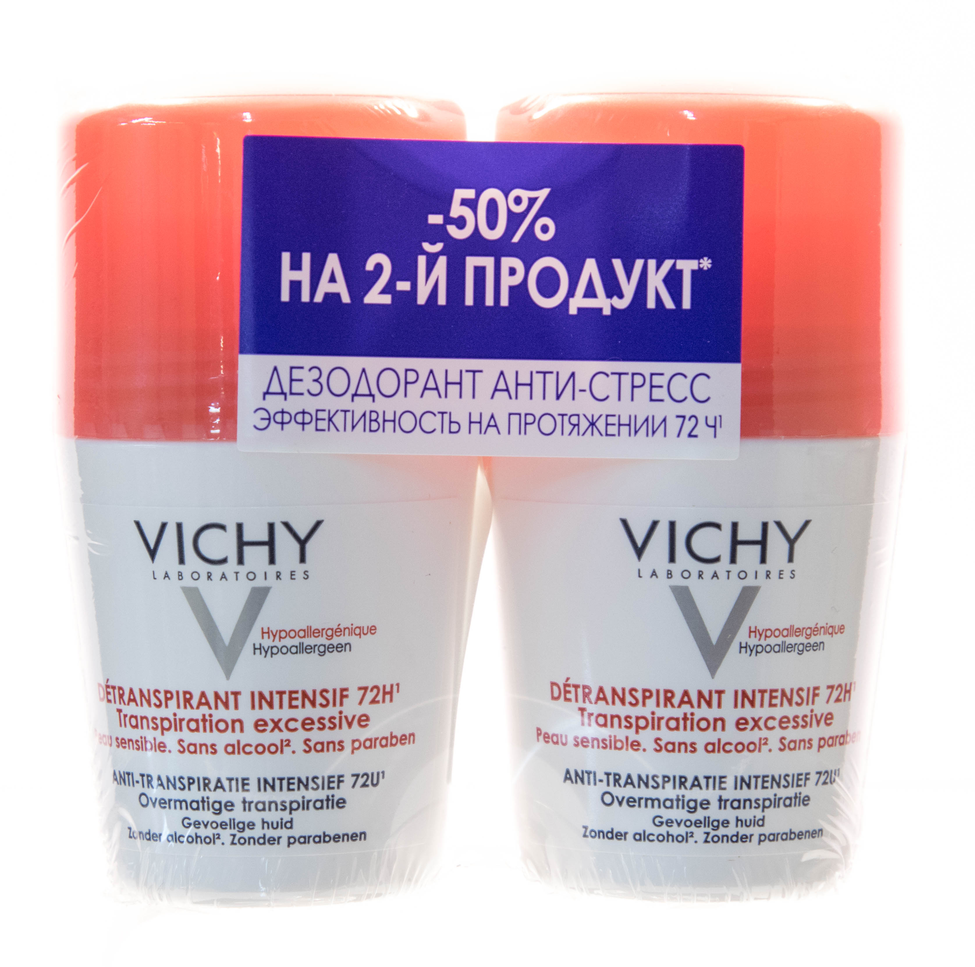 Виши Дуопак Дезодорант-антистресс 72 часа защиты 2 х 50 мл (Vichy, Deodorant) фото 0